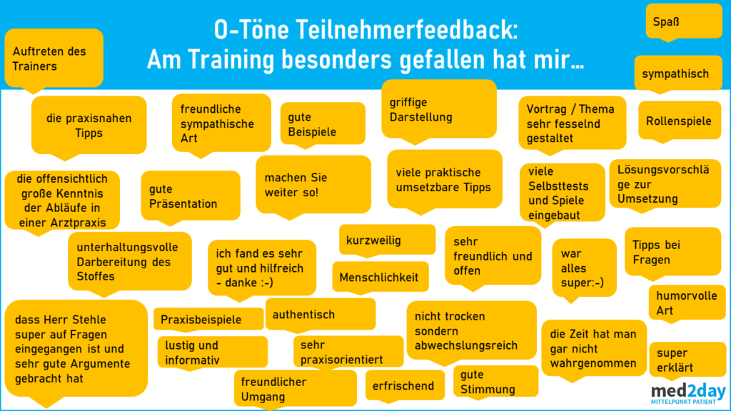 Teilnehmerzufriedenheit Training Patientenkommunikation